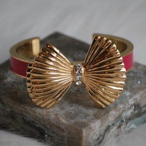 Pink and Gold Bow Cuff Bracelet